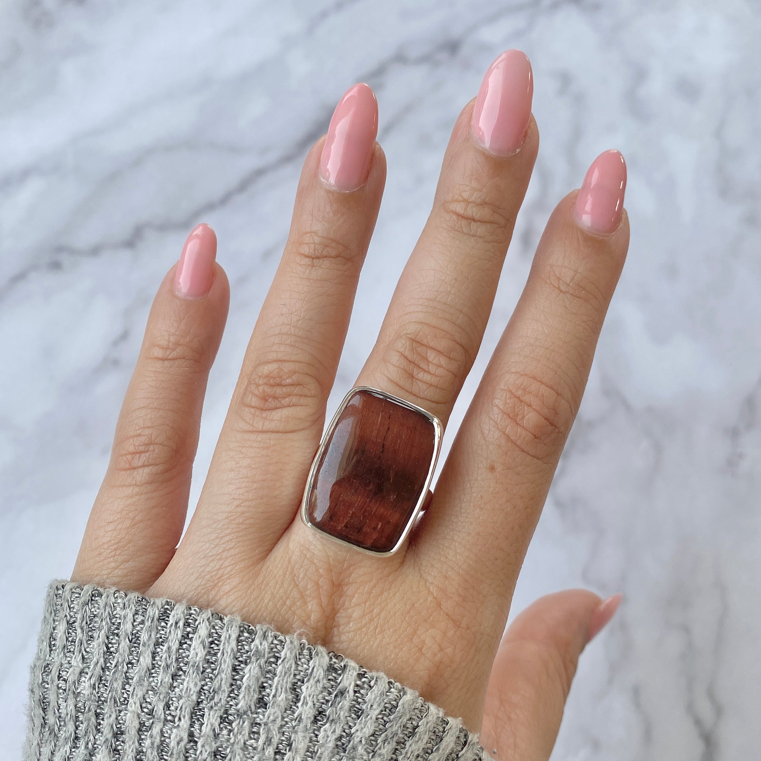 Red Tiger Eye Adjustable Ring-(RTE-R-12.)
